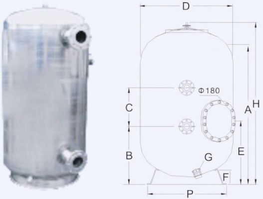 15m3 / H 800mm مرشحات الرمل التجارية لحمام السباحة