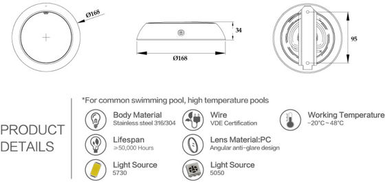 لون واحد IP68 12 وات أضواء LED للماء تحت الماء
