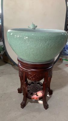 قاعدة زرقاء مزججة نمط الصقيل 460mm حوض سمك كوي
