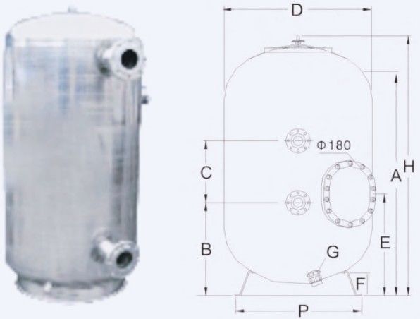 15m3 / H 800mm مرشحات الرمل التجارية لحمام السباحة